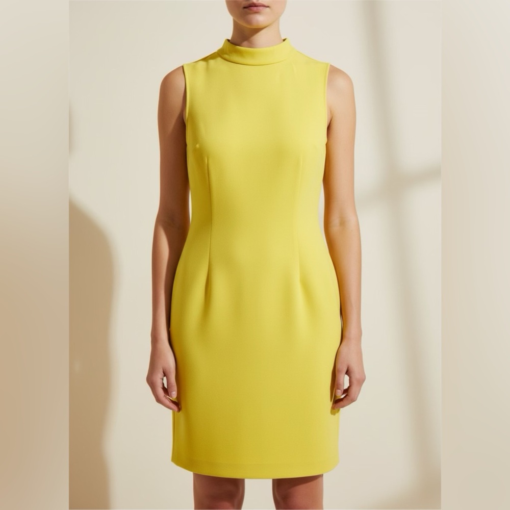 NWT Sharagano Women's Yellow Minimalist Shift Sleeveless‎ Dress Size 12